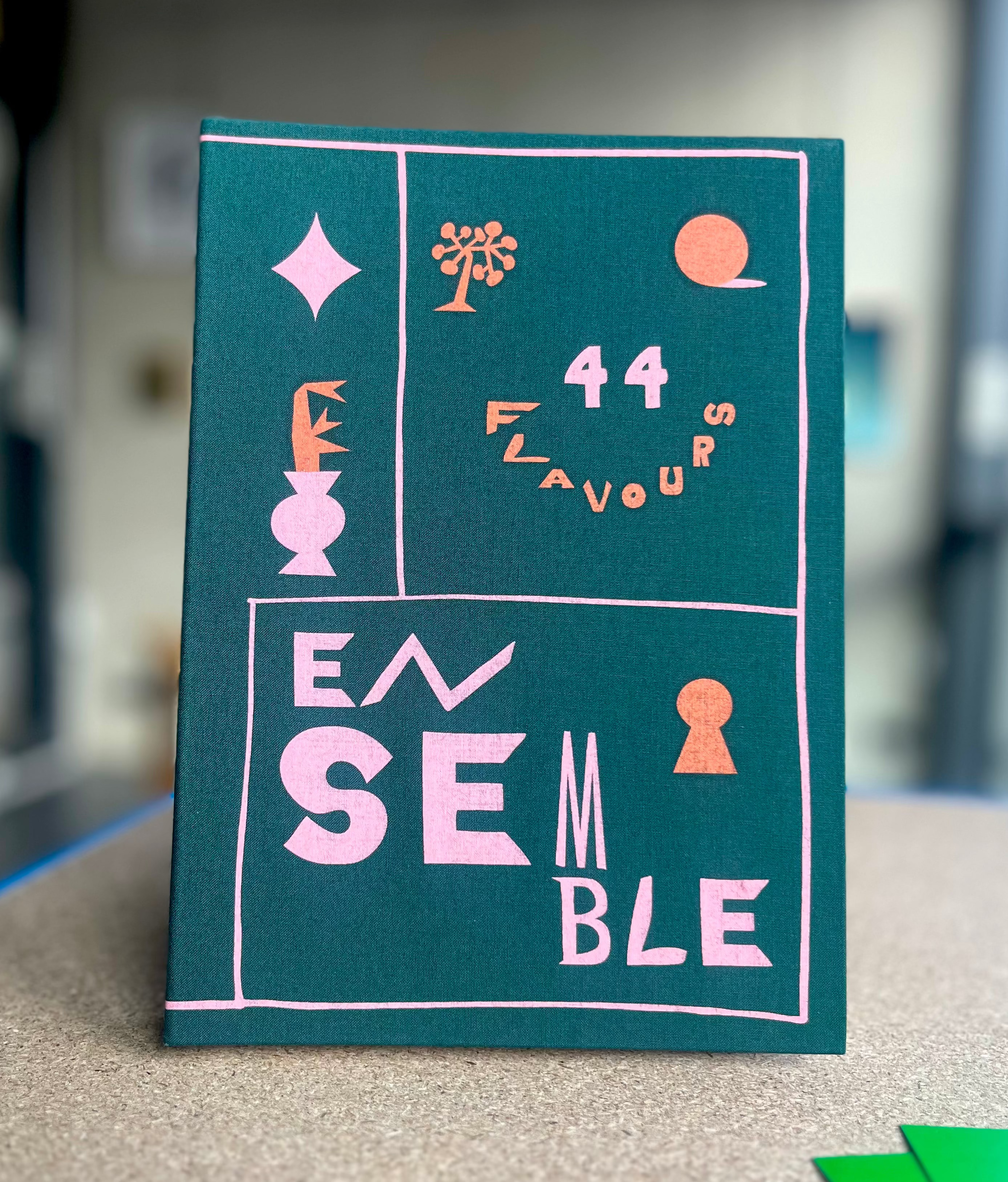 Cover des Buches „Ensemble“ des Künstlerduos 44flavours, fotografiert bei Zelt Berlin im Aufbau Haus