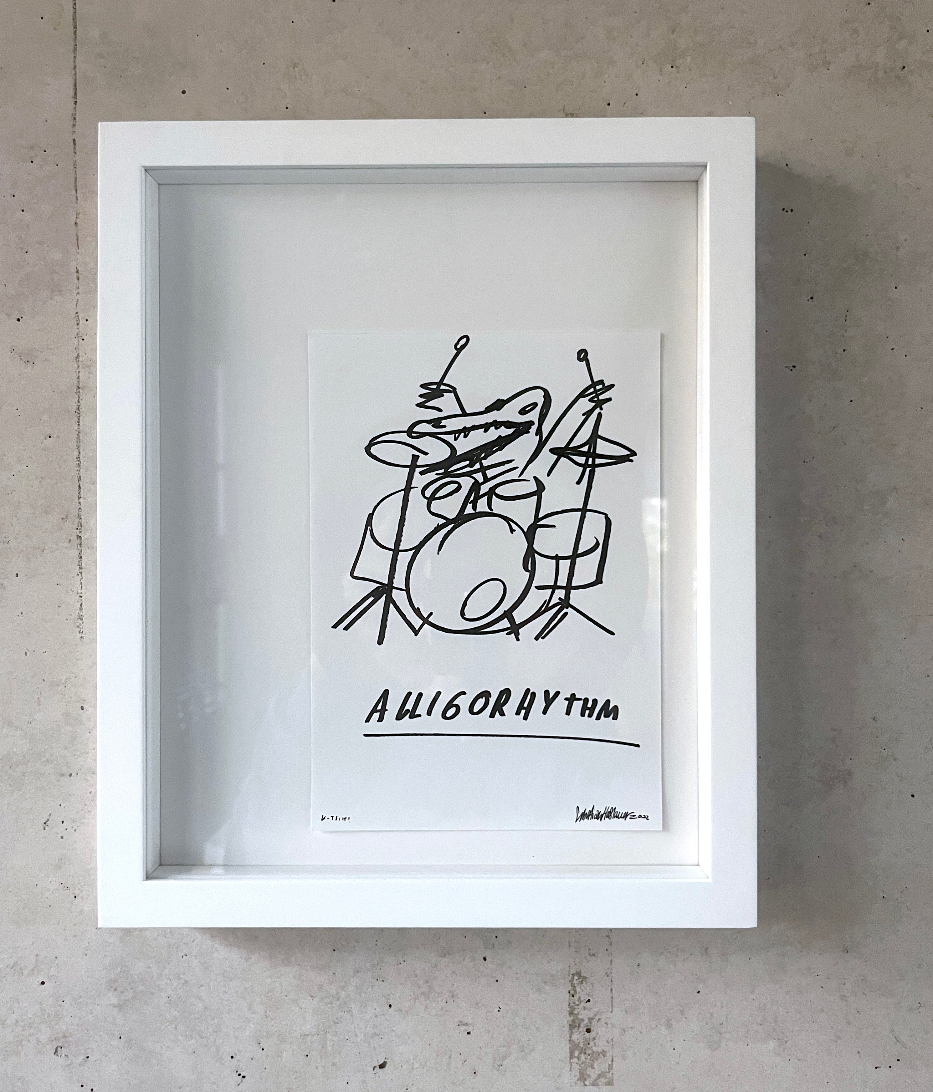 Haslauer Zeichnung „Alligorhythm“ gerahmt