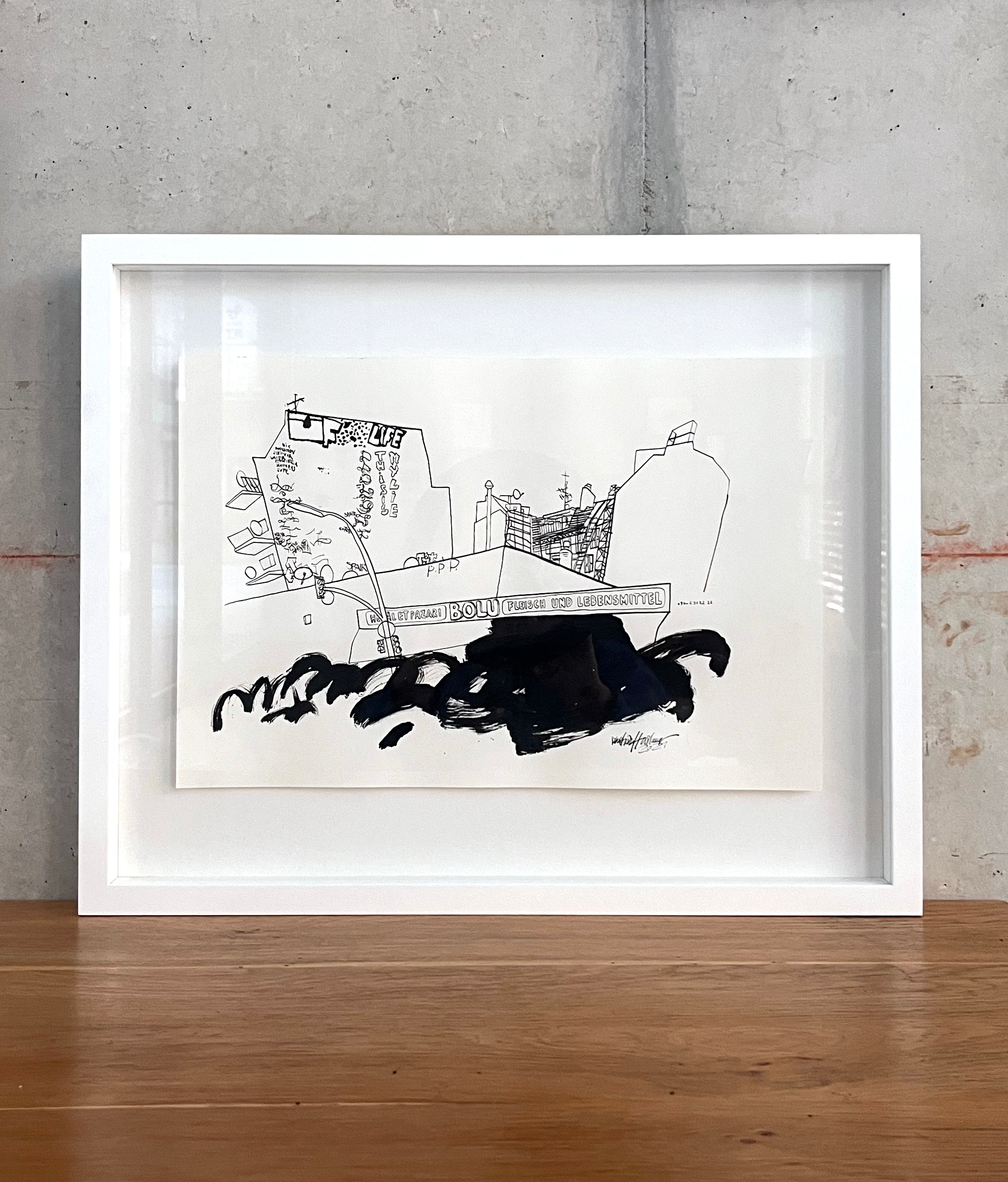Haslauer Zeichnung Bolu gerahmt
